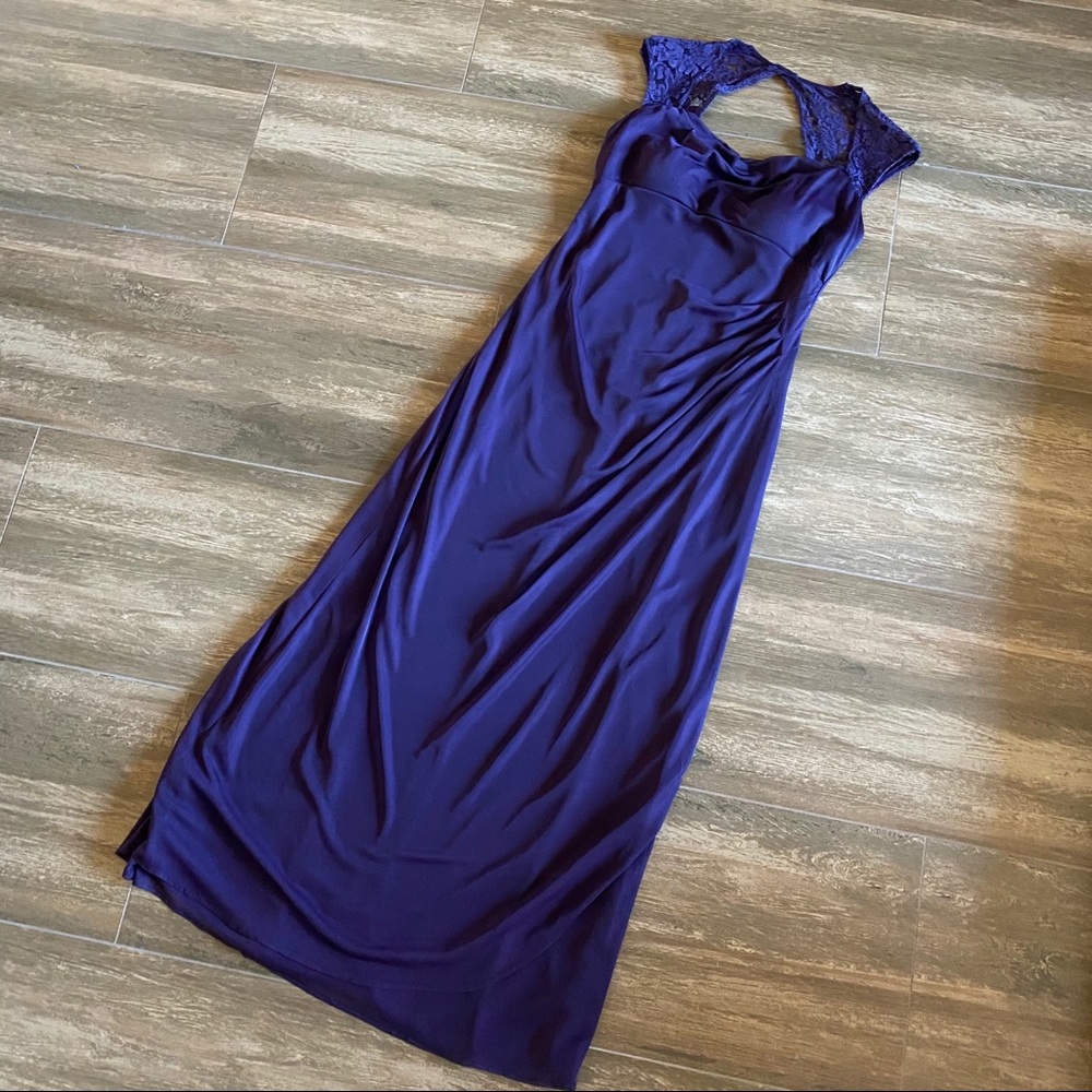 Xscape Gown with Lace Portrait Neckline for Mardi Gras, Military Ball, Prom…